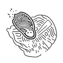 an avocado opened in half, which instead of having its seed, has several that make the shape of a cat's foot tattoo design idea