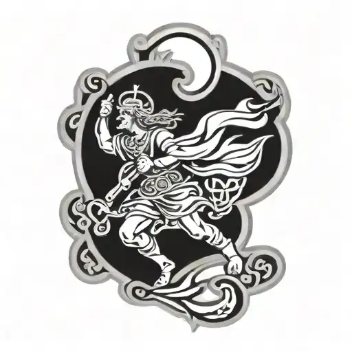 Celtic St Christopher superimposed on outline of great lakes tattoo design idea