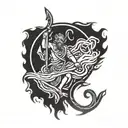 Celtic St Christopher superimposed on outline of great lakes tattoo design idea