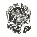 Celtic St Christopher superimposed on outline of great lakes tattoo design idea