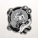 Celtic St Christopher superimposed on outline of great lakes tattoo design idea