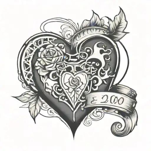 est. 2000 inside heart outline tattoo design idea