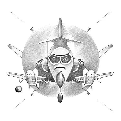 airplane racket and baseball tattoo design idea