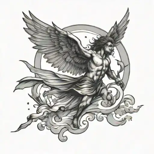 Icarus falling from the sky tattoo design idea