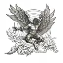Icarus falling from the sky tattoo design idea