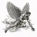 Icarus falling from the sky tattoo design idea