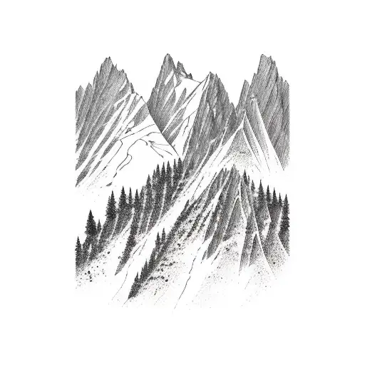 mountain silhouette of the hochstaufen in piding near salisbury in the bavarian Alps with a horizontal finish tattoo design idea