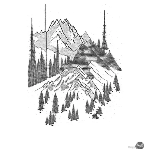 mountain silhouette of the hochstaufen in piding near salisbury in the bavarian Alps with a horizontal finish tattoo design idea