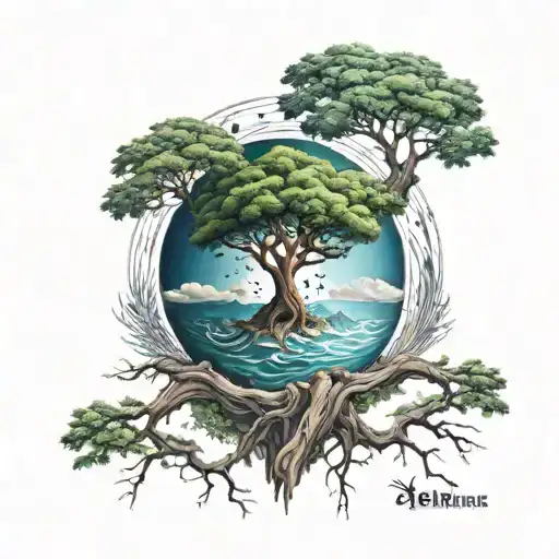 Tree earth sign tattoo design idea