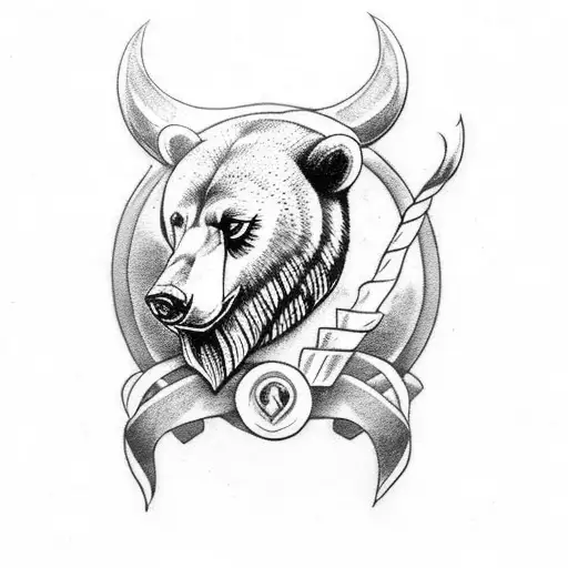 Viking tattoo to go on the head, over the ear featuring a bear tattoo design idea