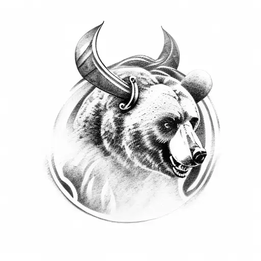 Viking tattoo to go on the head, featuring a bear tattoo design idea
