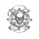 Navy anchor intertwined with a skull tattoo design idea