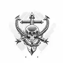 Navy anchor intertwined with a skull tattoo design idea