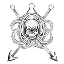 Navy anchor intertwined with a skull tattoo design idea
