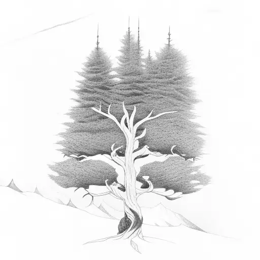 fallen pine tree tattoo design idea