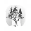 fallen pine tree tattoo design idea