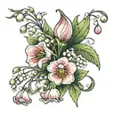 Lily of the valley with Poppy & Chrysanthemum  tattoo design idea