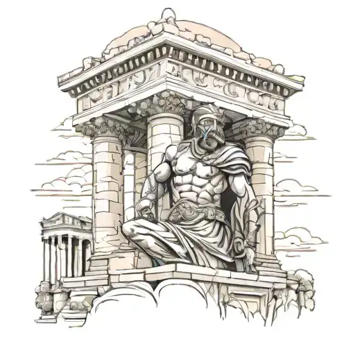roman architecture gladiator tattoo design idea