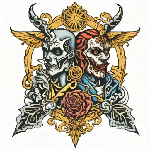 2 face gemini sign tattoo design idea