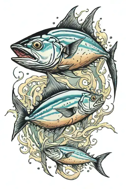 tuna jumping tattoo design idea