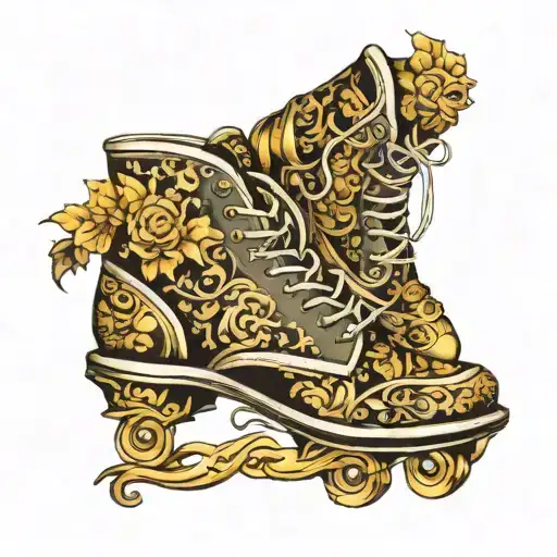 golden shoes tattoo design idea