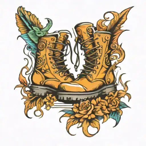 hunting boots  tattoo design idea