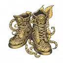 golden shoes tattoo design idea