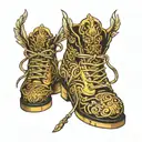 golden shoes tattoo design idea