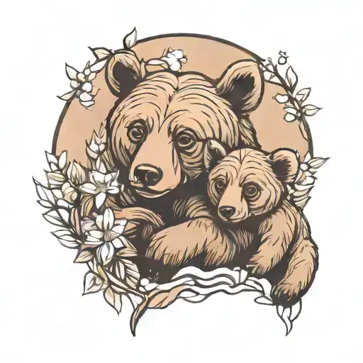 mama bear and baby cub  tattoo design idea