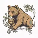 mama bear and baby cub  tattoo design idea