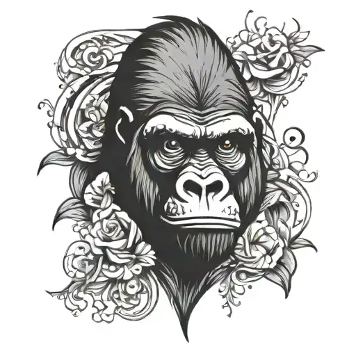 gorilla face tattoo design idea