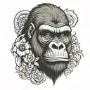 gorilla face tattoo design idea