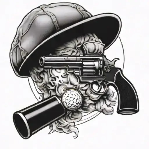 A hogan golf ball and a tommy gun tattoo design idea