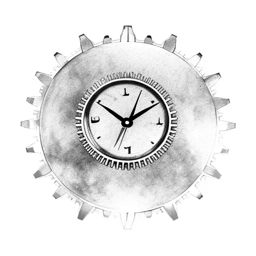 steampunk gears and clock full arm tattoo design idea