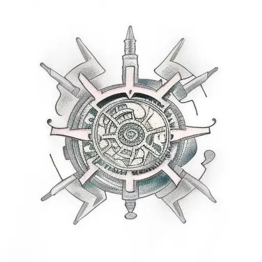 intricate steampunk gears tattoo design idea