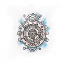 intricate steampunk gears tattoo design idea