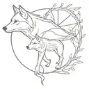 Wolf and mirror reflection tattoo design idea