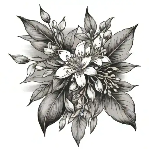 an olive branch and jasmine flowers tattoo design idea