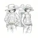 One piece with Law Ace and Luffy but without seeing their faces tattoo design idea