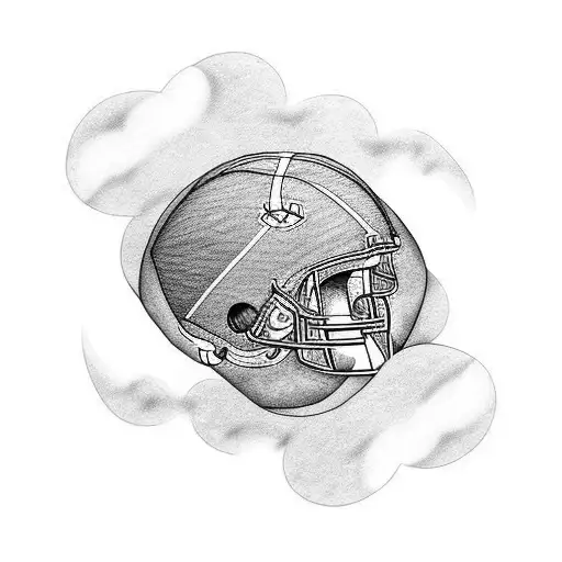 american football going through a cloud tattoo design idea