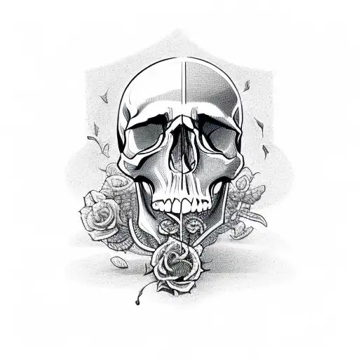 Skull and hour glass and cross tattoo design idea