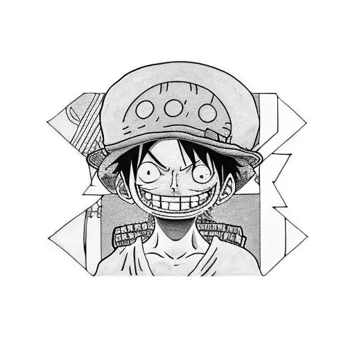 luffy one piece with books tattoo design idea