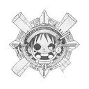 luffy one piece with books tattoo design idea