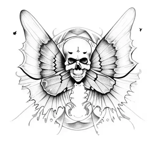 decaying butterfly with skull on wings tattoo design idea