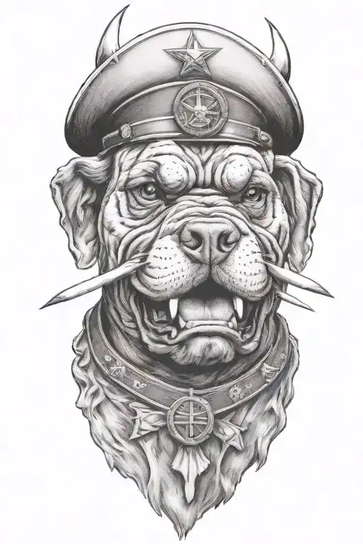 The Devil Dogs marine corps mascot English bull dog American flag with marine corps emblem  tattoo design idea