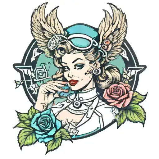 pinup nurse tattoo design idea