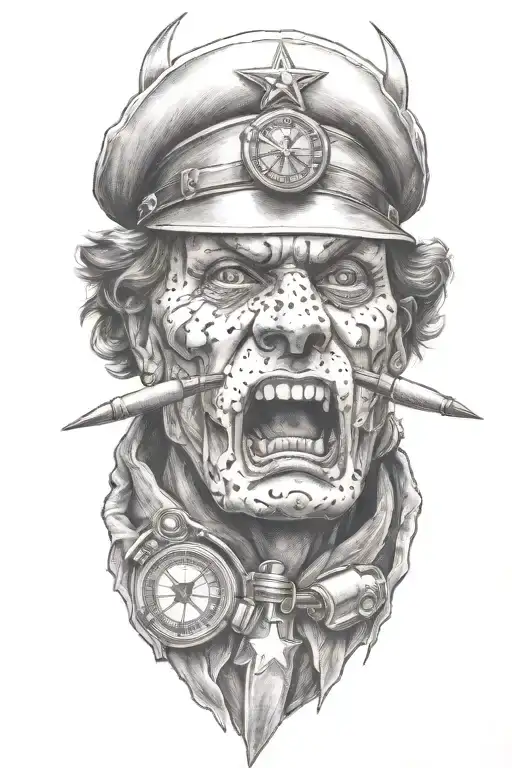 pinup nurse stratling a bomb tattoo design idea