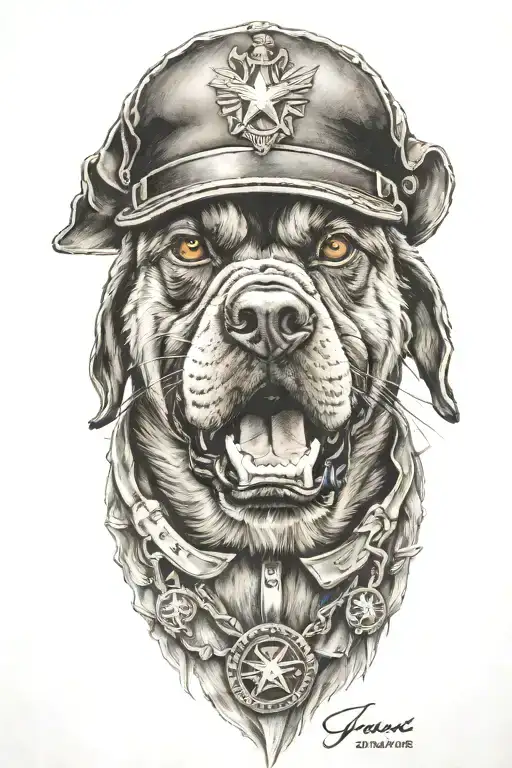 Marine corps devil dog surrounded tattoo design idea