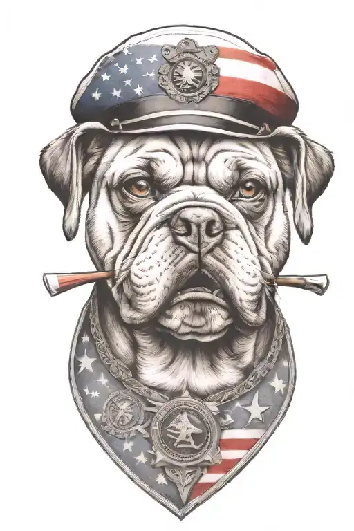 The Devil Dogs marine corps mascot English bull dog American flag with marine corps emblem  tattoo design idea