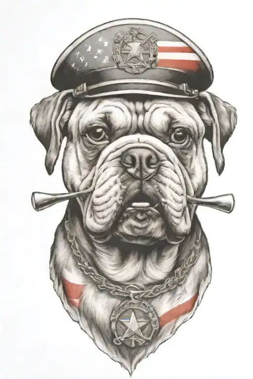The Devil Dogs marine corps mascot English bull dog American flag tattoo design idea